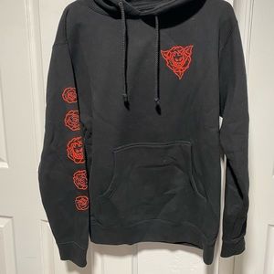 Black Spitfire Skateboarding Hoodie with Red Roses